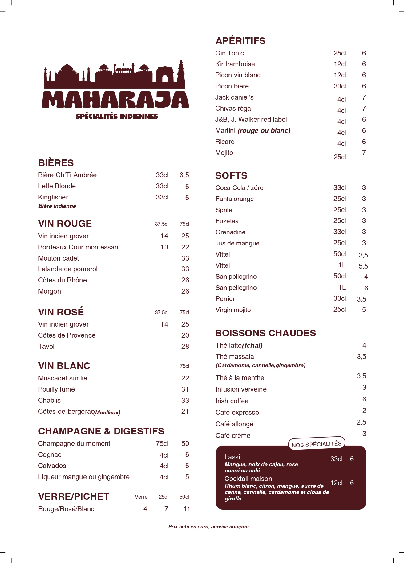 Menu Page 1